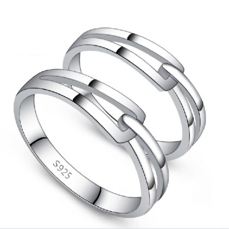 Stylish New Chain Design Lover's Sterling Silver Rings(Price For A Pair)