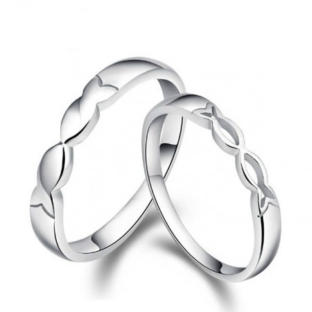 Chic Kiss Fishes Lover's Sterling Silver Rings(Price For A Pair)