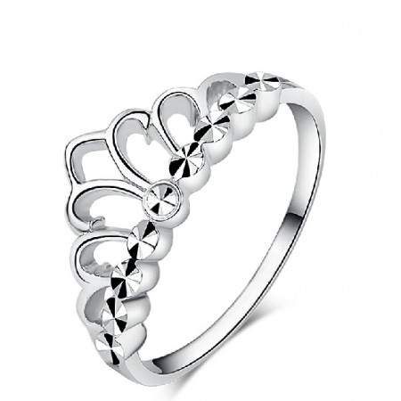 Stylish Shining Crown Woman's Sterling Silver Ring