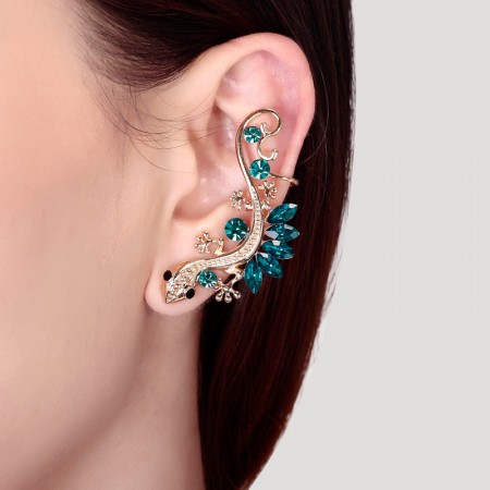 Exquisite Alloy And Crystal Gecko Fashion Cuff Earring For Left Side