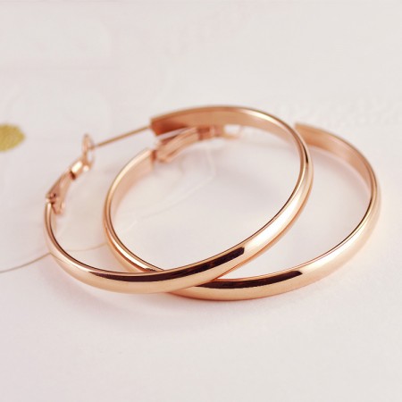 Fashionable Elegant 18k Rose Gold Plated Woman's Titanium Hoop Earring