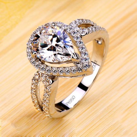 Charming Water Drop Designed Cut Out Wedding Ring