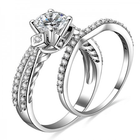 Charm 925 Sterling Silver CZ Engagement Ring Weddin Brand For Women