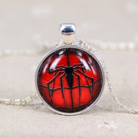 Fashion Spider-Man Spider Pattern Time Gemstone Necklace
