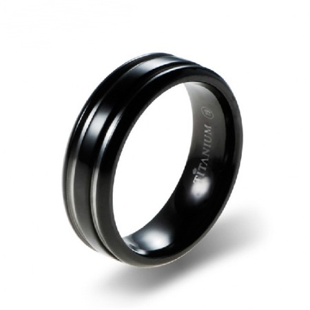 Men's Engravable Personalized Titanium Steel Black Ring Band