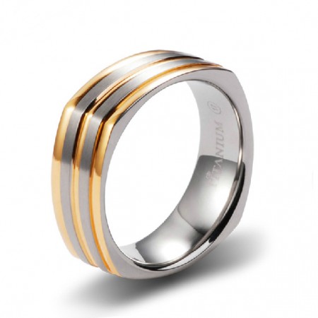 European Style Square Shape Titanium Steel With Rose Gold Plated Band Engravable For Men