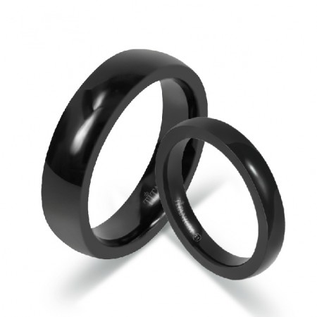 Simple Lovers Black Rings For Couples Engravable Titanium Steel Rings