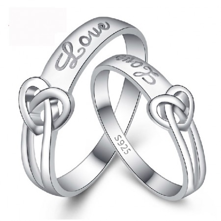 Tie the knot female 925 silver couple rings