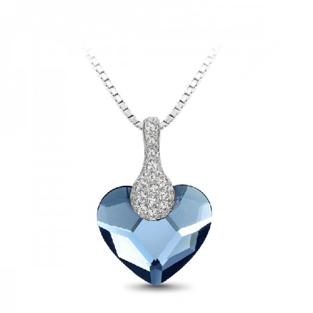 Denim Blue Cystal Necklace 925 Sterling Silver Necklaces