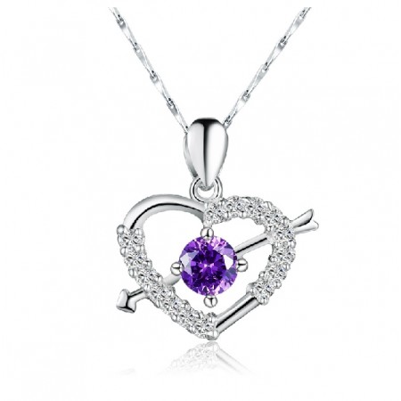 Romantic stone mandrel crystal silver necklace