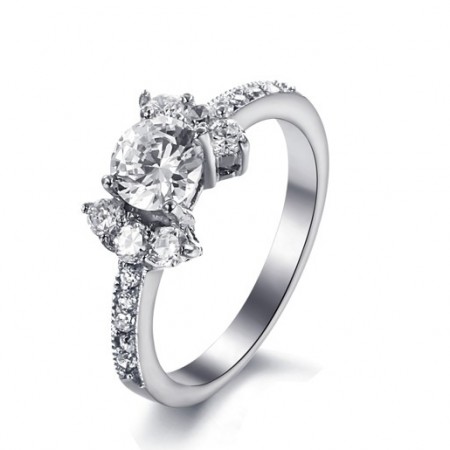 Lady's Stunning 316L Stainless Steel Ring With Cubic Zirconia