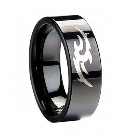 ' Ring Of Courage ' Black Tungsten Ring For Men And Women