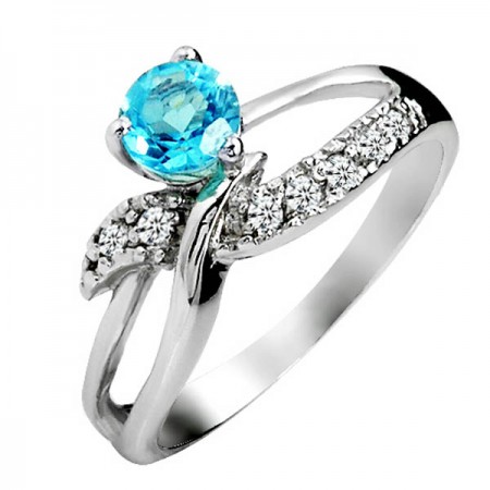 Pretty Natural Blue Topaz 925 Sterling Silver Ring