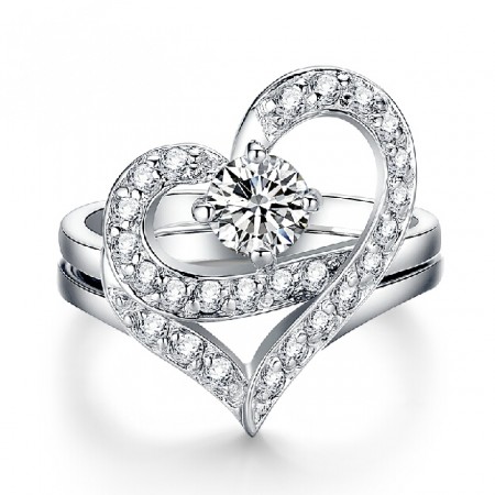 New Sweet Heart With Crystal Women's Ring