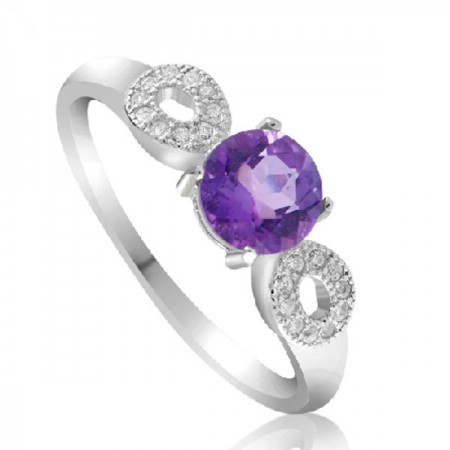 Delicate Natural Amethyst 925 Sterling Silver Ring