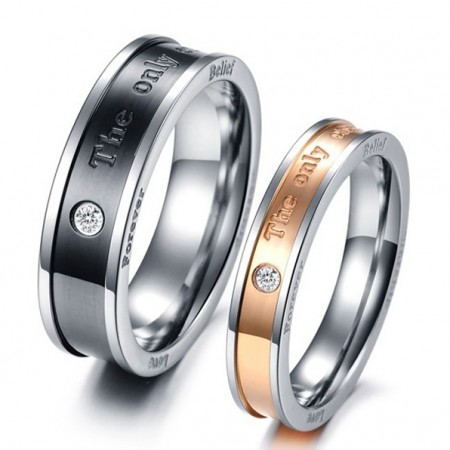 Stunning "The Only Enternal Love" Lover's Titanium Ring(Price For A Pair)