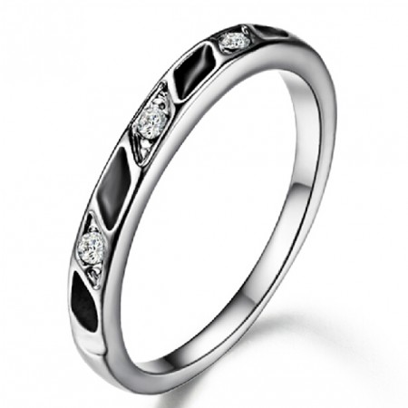 Platinum Plated Ring Band With Cubic Zirconia