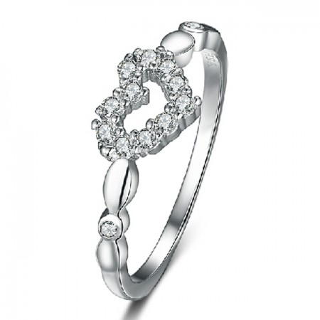 925 Sterling Silver Heart Ring With CZ Inlaid