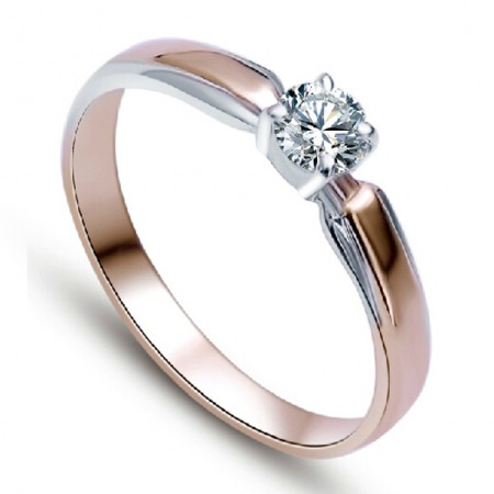 Rose Gold Plated 925 Sterling Silver Ring With Synthetic Diamond
