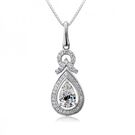 Water Drop Pendant SONA Diamond 925 Sterling Silver Necklace