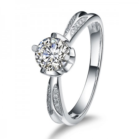 Platinum Plated 925 Sterling Silver Ring With 1CT SONA Diamond
