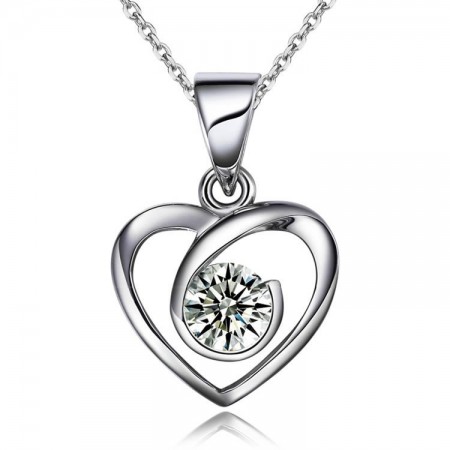 Love In Heart 925 Sterling Silver Pendant With CZ Inlaid