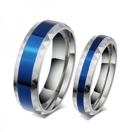 Romantic Blue Titanium Steel Couple Rings For Lovers(Price For a Pair)