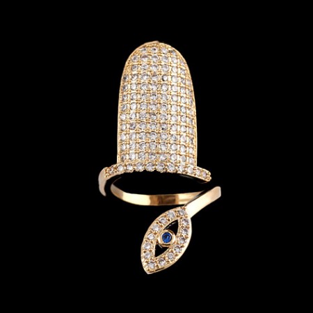 Hot Selling Eye-shape Cubic Zircon Gold-plated Nail Ring For Women