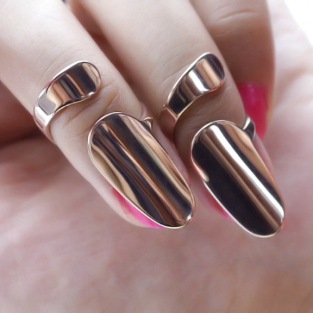 Fashion Simple Rose Gold-plated Titanium Steel Opening Nail Ring For Women