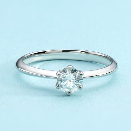 Sterling Silver 0.5 ct Moissanite Promise/Wedding/Engagement Ring For Women Girl Friends Valentine's Day Gift