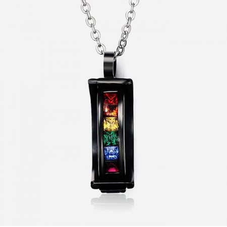 Charming Black Gold-plated Cubic Zircon Inlaid Titanium Steel Men And Women's Necklace