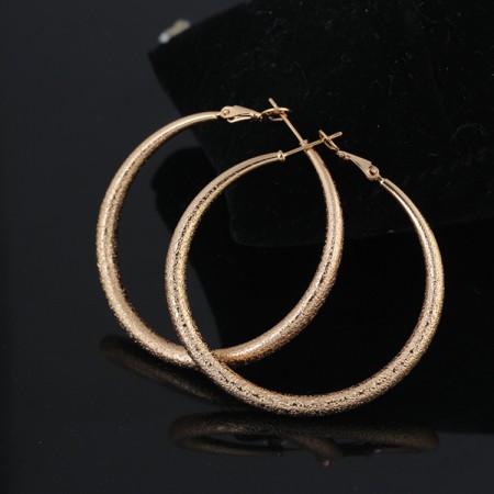 Lovely Brushed Copper Round Hoop Earrings