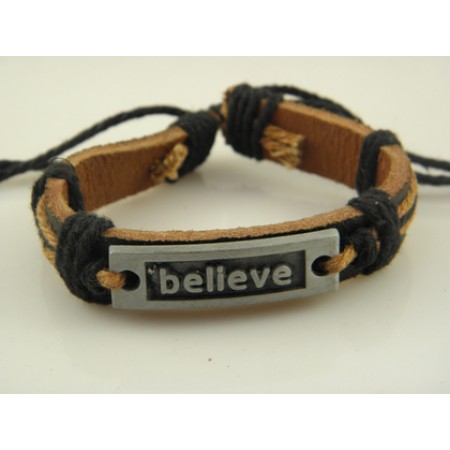 Believe Handmade Leather Bracelet