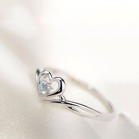 Simple Zircon & Inlaid Clear Zircons 925 Sterling Silver Women's Rings (2  Colors)