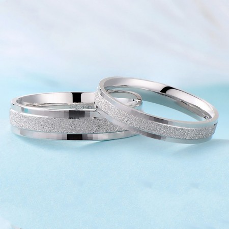 Fine Matte Mirror Polished S925 Silver Couple Rings