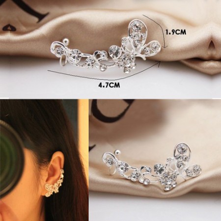 2019 Luxury Non Pierced Ear Allergic Free U Style Butterfly Shape Alloy Women S Single Ear Cuff Earrings With Cuff And Chain