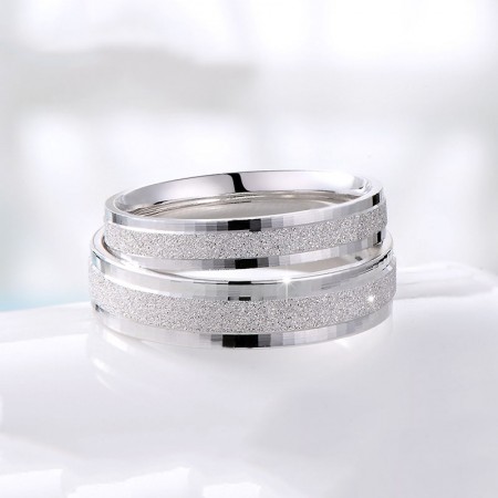 Fine Matte Mirror Polished S925 Silver Couple Rings Couple Rings