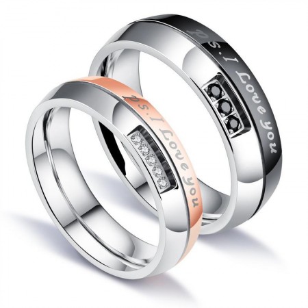 Hot Sale Platinum Plated Titanium Steel Lovers Couple Rings
