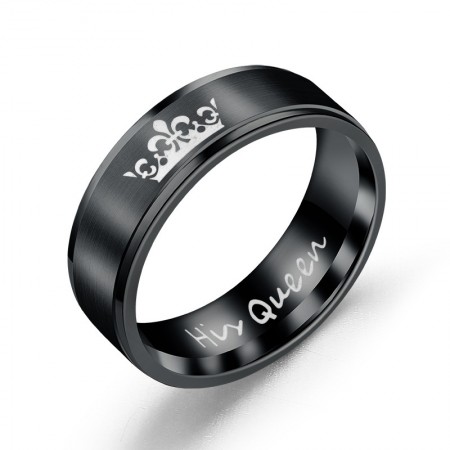 2PCS Love Heart Electrocardiogram Couple Rings For Lover Black Silver Color Engagement  Wedding Valentine Gift Couple