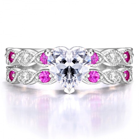 Stunning 925 Sterling Silver Ring Set With CZ Inlaid
