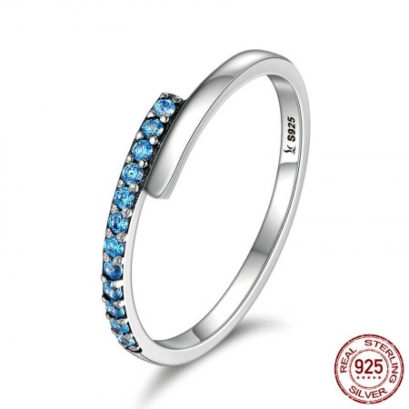 Personalized Simple 925 Sterling Silver Blue Cubic Zirconia Ring