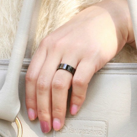 Women's wedding ring ring pure black ceramic faceted luxury