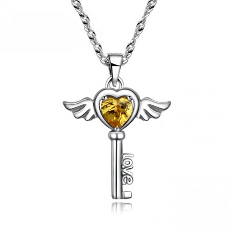 Sterling Forever Heart Key Pendant Necklace