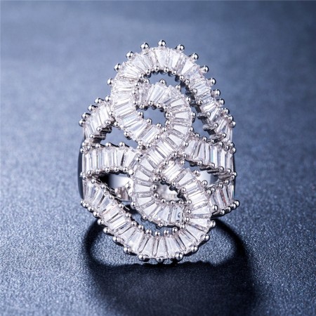 Exaggeration Full Zircon S Winding Lady Ring Ultra-luxury Banquet Party Jewelry