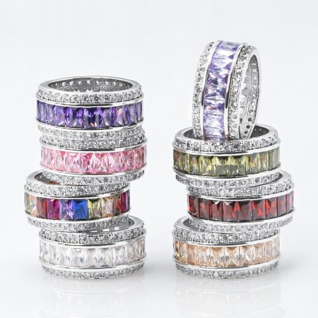 Women Rings Wedding Engagement Bridal Jewelry Cubic Zirconia Inlaid Finger Ring