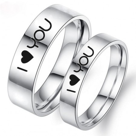 I Love You Titanium Couple Rings (Price for a Pair)