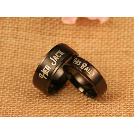 HIS SALLY HER JACK Black Titanium Couple Rings Price for a Pair