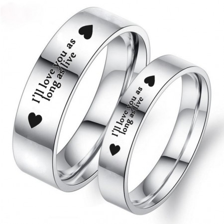 i'll love you as long as live Titanium Couple Rings (Price for a Pair)