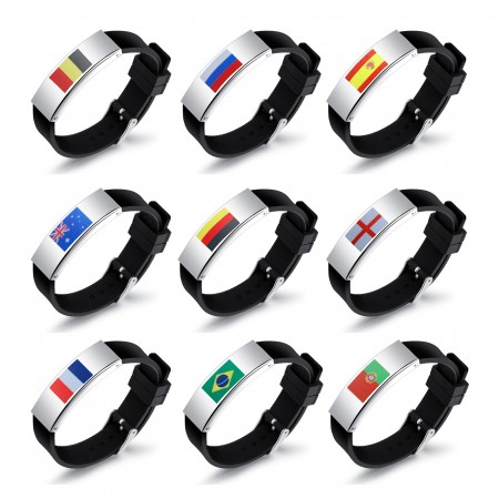 World Cup Football Country Personality Silicone Men's Bracelet