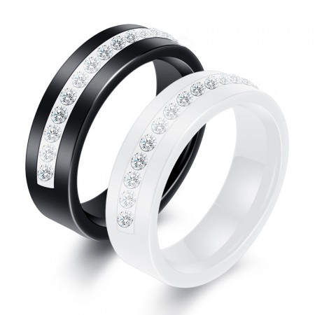 Simple Ceramic Ring AAA Zirconia Ring Couple Wedding Engagement Ring (Price for a Pair)
